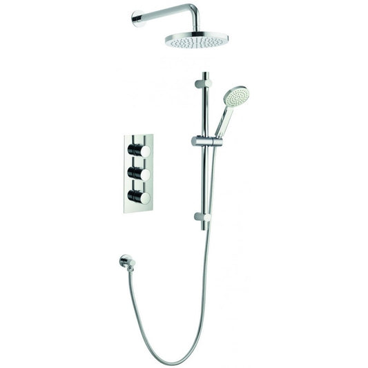 Imex Arco Chrome Triple Thermostatic Valve With Head And Slide Rail Kit