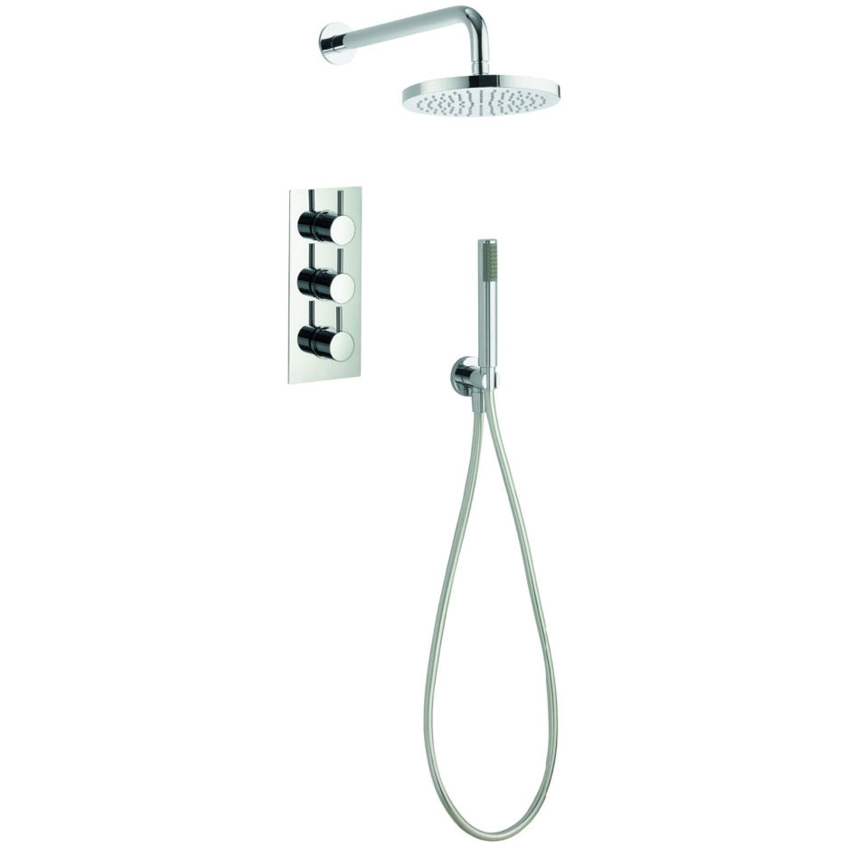 Imex Arco Chrome Triple Thermostatic Valve With Head And Handset Kit