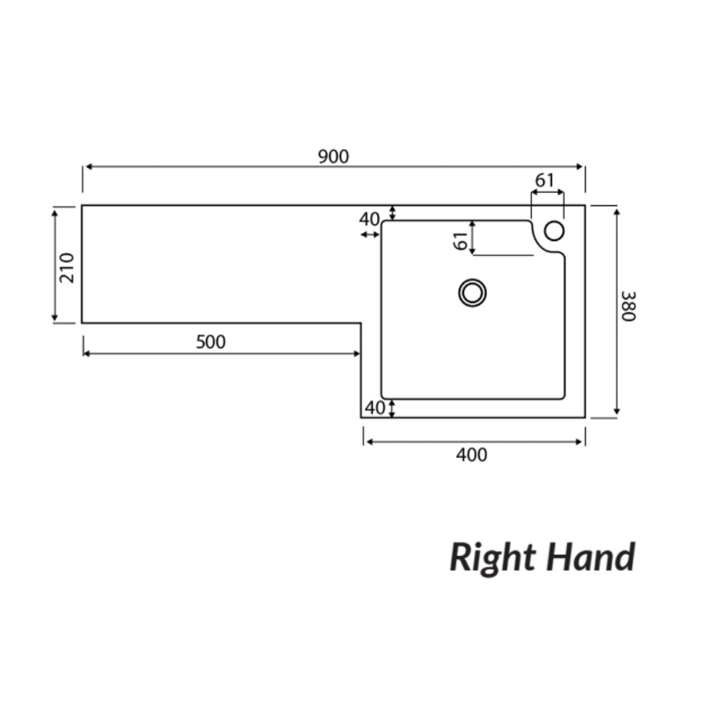 Lili 900 Right Hand Basin