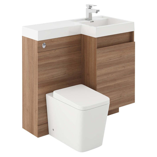 Summers Natural Oak Right Hand Combination Vanity Basin and WC Unit 900mm