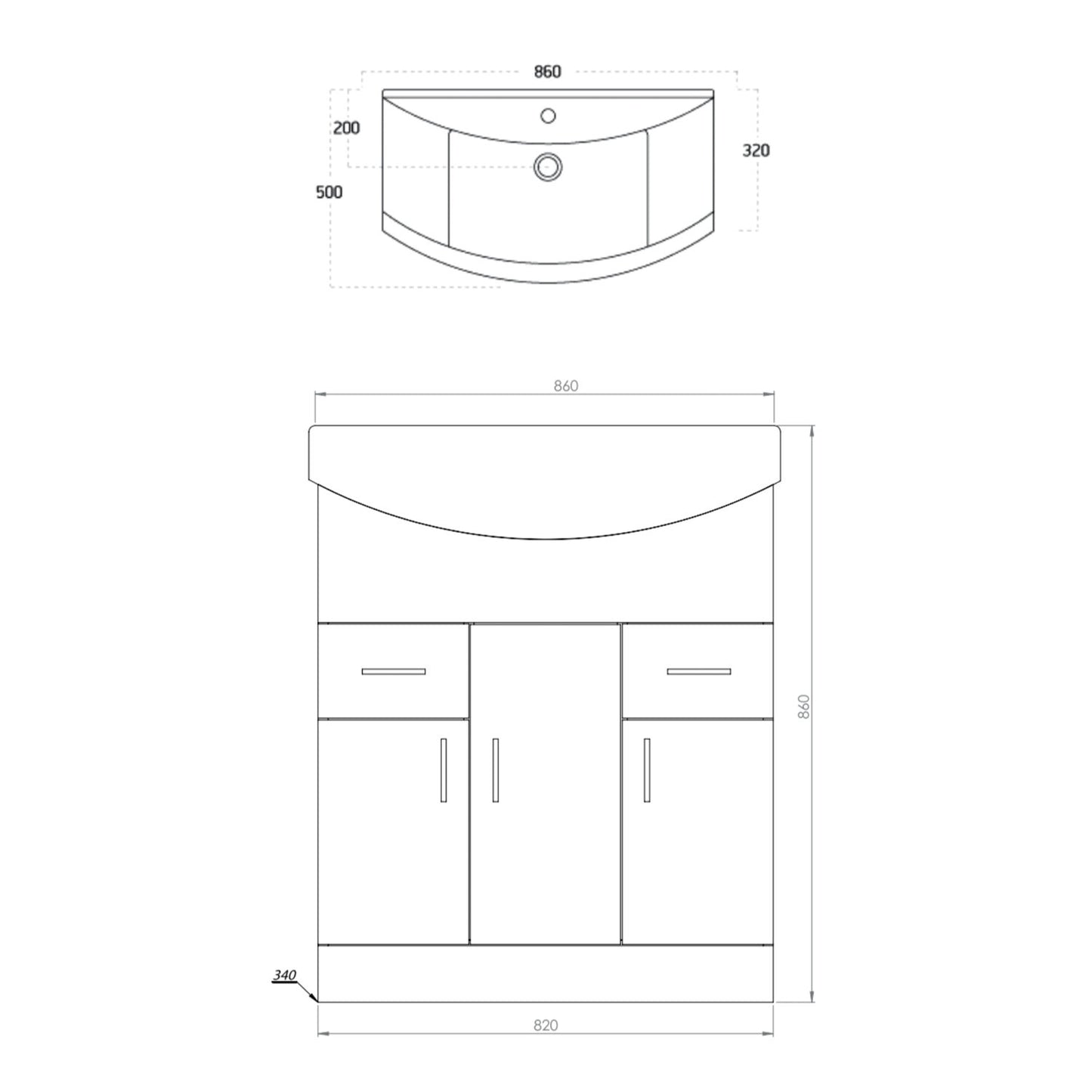 Lanza 850mm Basin Unit