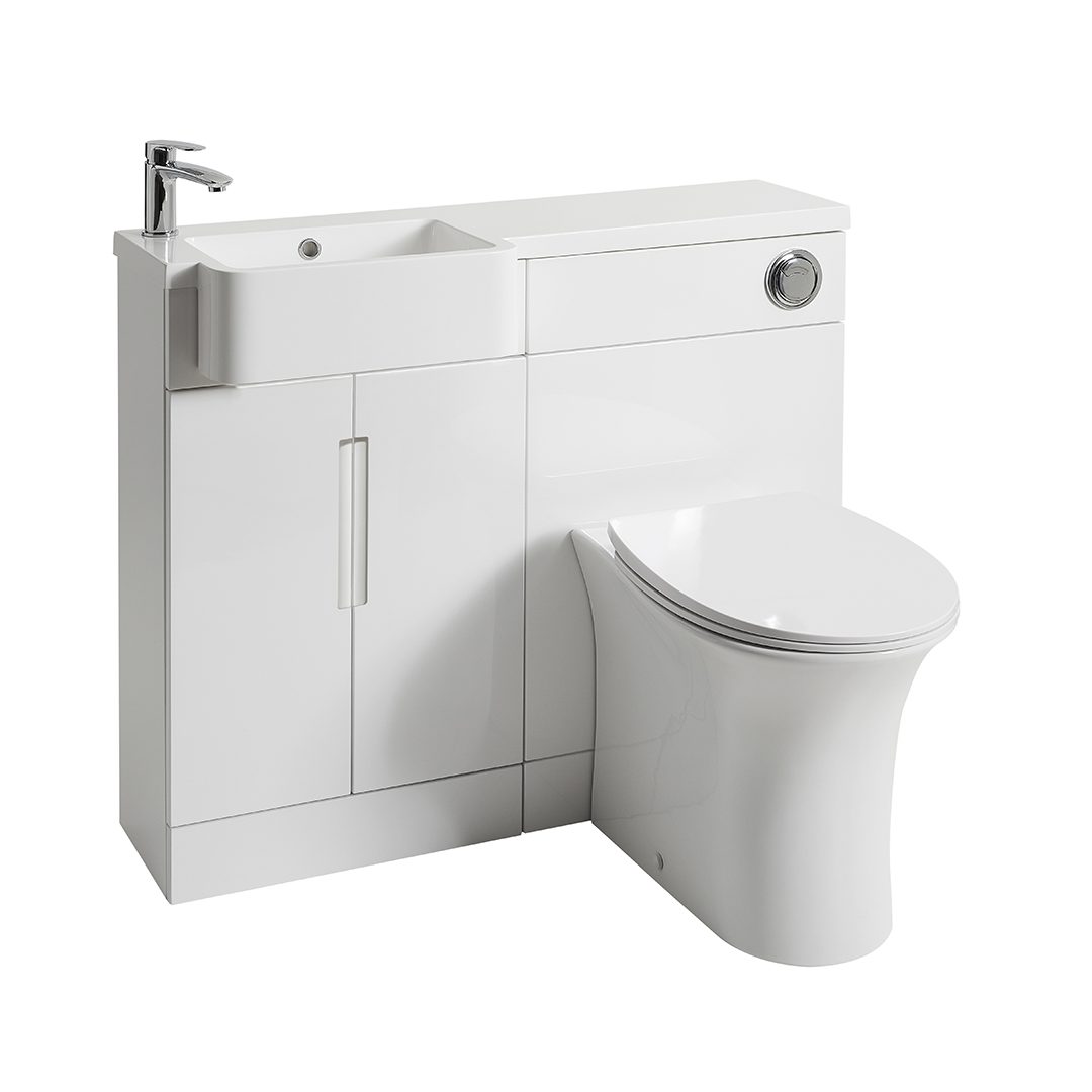 Elegant Haven Lewis Slim 1000 Gloss White Basin And Wc Unit With Left Handed Basin 29211-29701-2