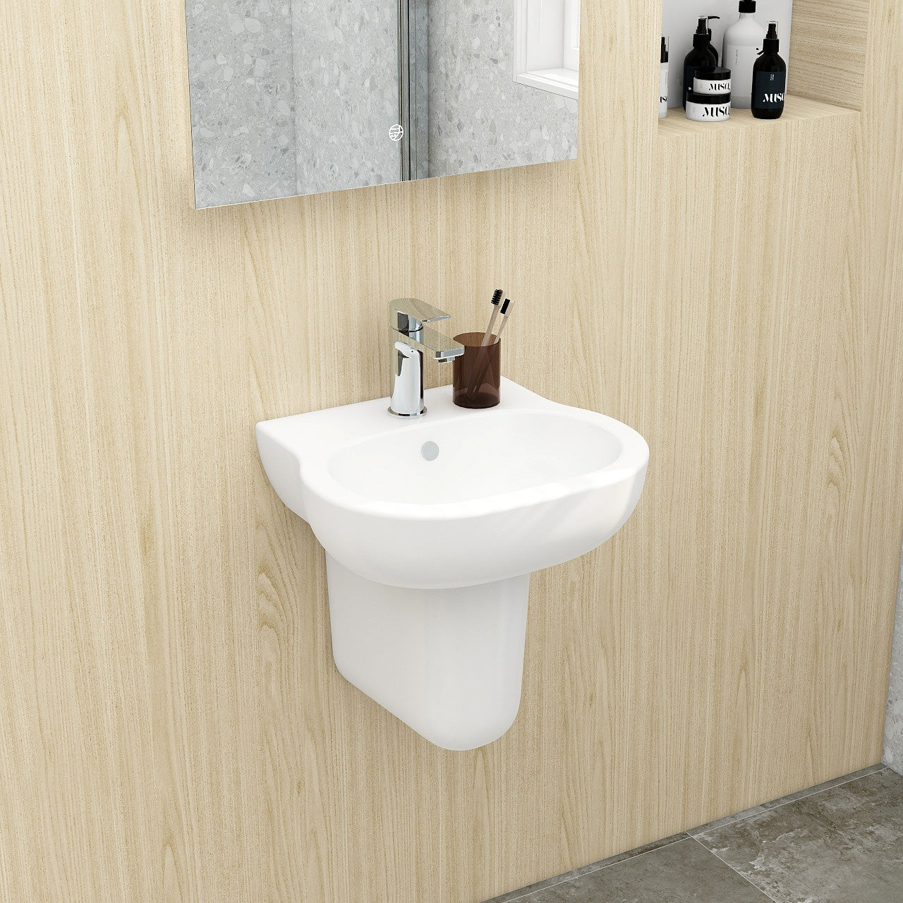 Basin with one tap hole