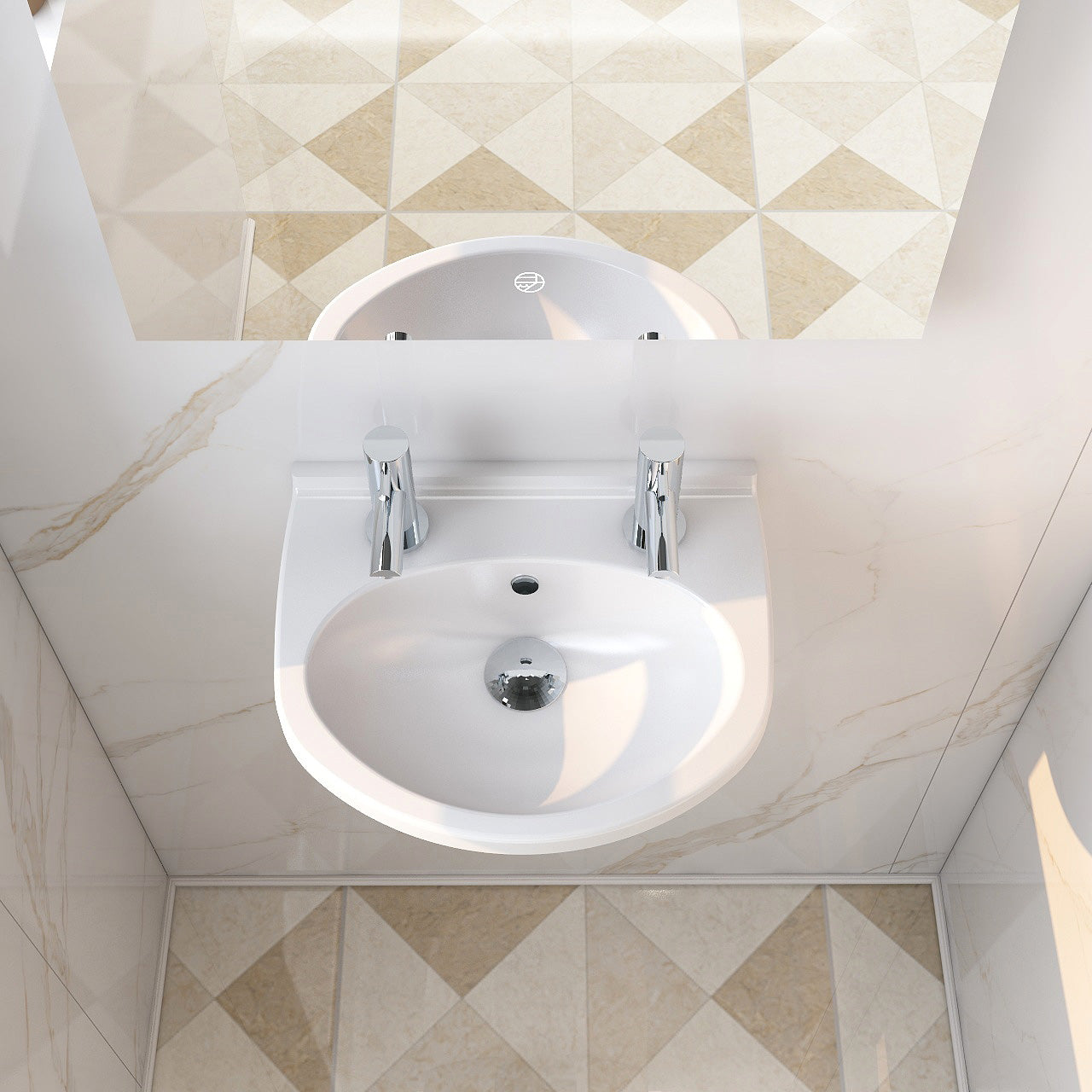Ivo 360mm handrinse basin with two tap holes