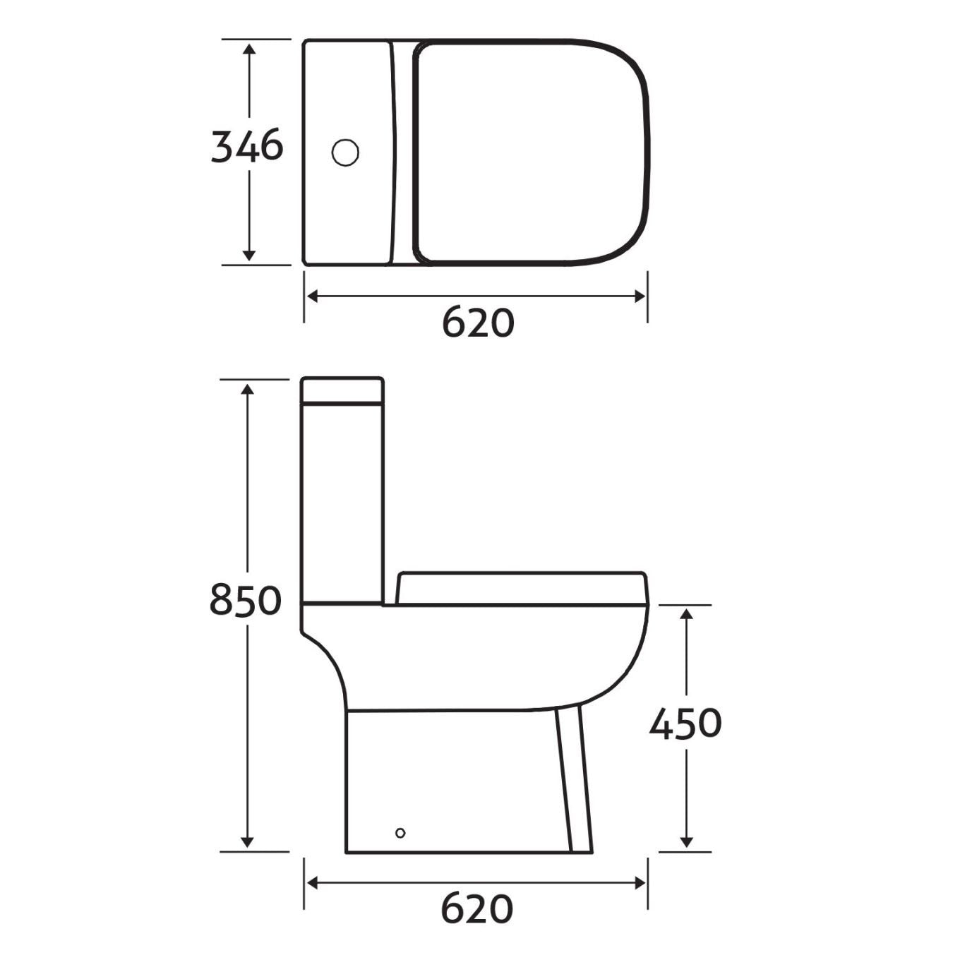 Alfrick Close Coupled Comfort Height Toilet with Soft Close Wrap Over Seat