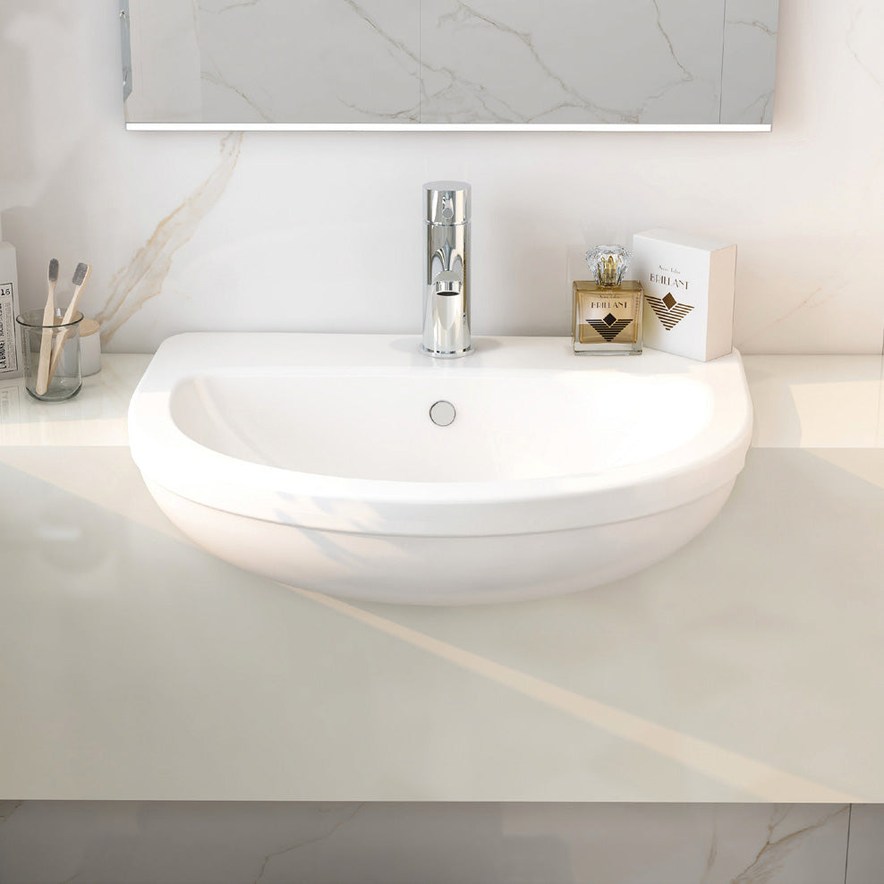 ivo 550mm semi countertop basin with one tap hole