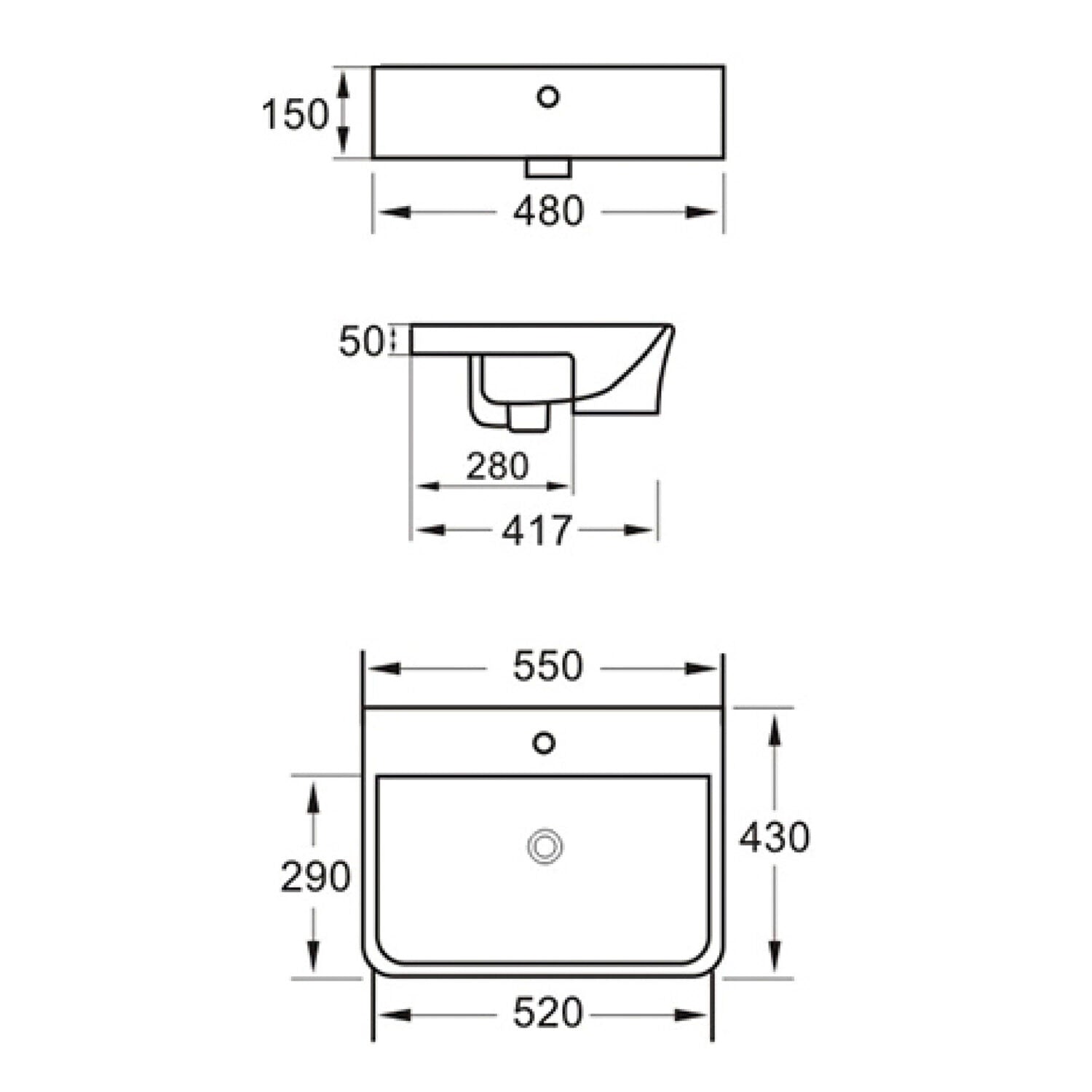 Lunar Semi Recessed Basin