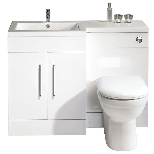 Elegant Haven Lewis 1100 L Shape Gloss White Basin And Wc Unit With L Shaped Basin Left Handed 29702-29701-2