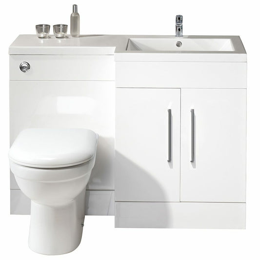 Elegant Haven Lewis 1100 L Shape Gloss White Basin And Wc Unit With L Shaped Basin Right Handed 29702-29701-2