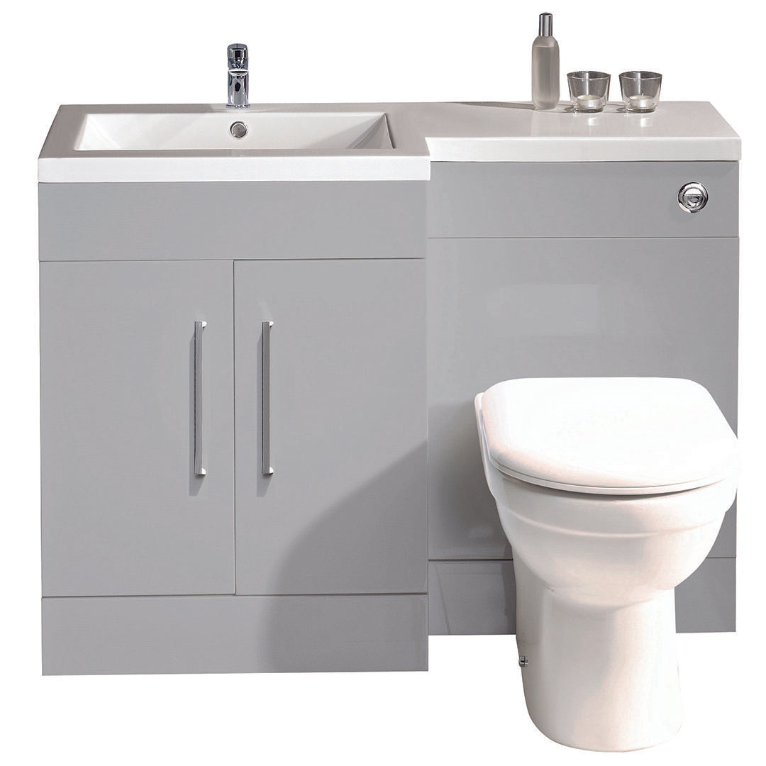 Elegant Haven Lewis 1100 L Shape Matt Grey Basin And Wc Unit With L Shaped Basin Left Handed 29704-29703-2