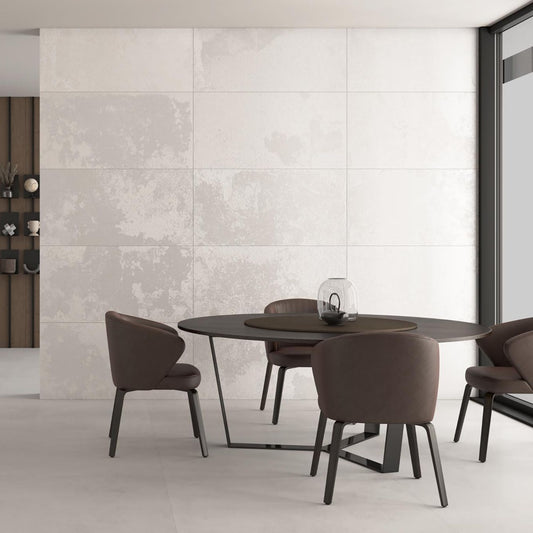 Brunel White Lappato Porcelain Concrete Tile 1200x600mm