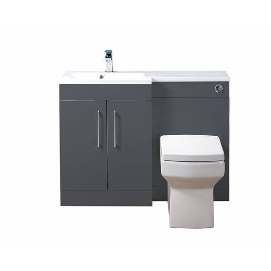 Elegant Haven Lomond 1000 Gloss Anthracite L Shaped Slim Left Hand Unit And Basin 58704s-57604-5