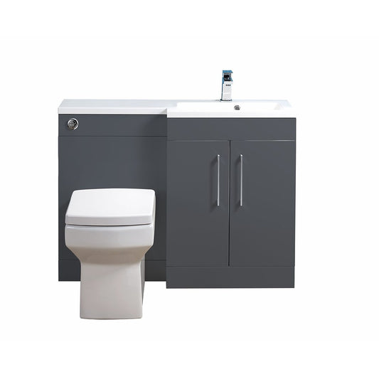 Elegant Haven Lomond 1000 Gloss Anthracite L Shaped Slim Right Hand Unit And Basin 58704s-57604-5