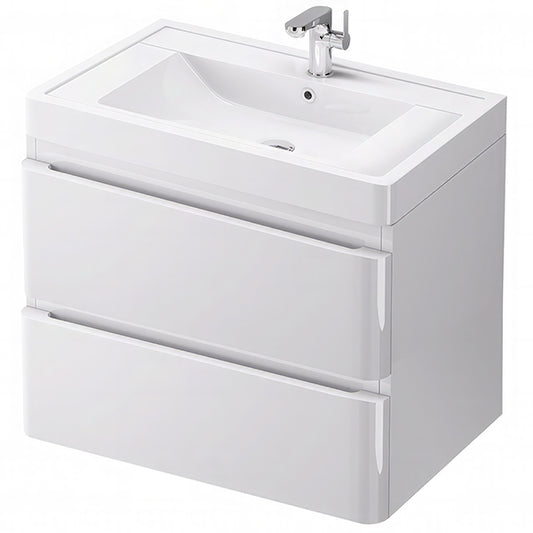 IMEX Flite White Wall Hung Double Drawer Unit And Basin 600mm