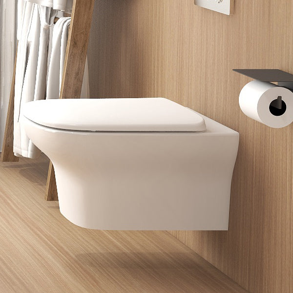 IMEX Grace Rimless Wall Hung White WC Bowl And Soft Close Seat 500mm