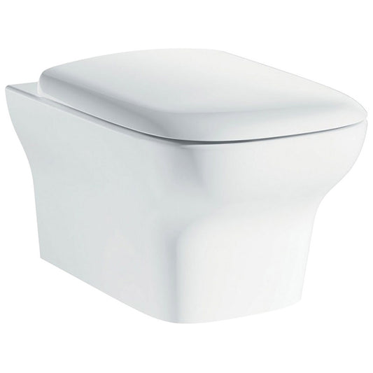 IMEX Grace Rimless Wall Hung White WC Bowl And Soft Close Seat 500mm