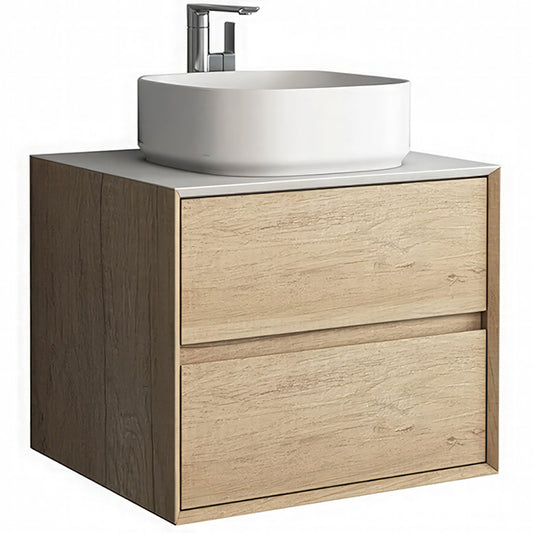 IMEX Grace Two Drawer Wall Mounted Cabinet In Natural Oak - No Basin Included