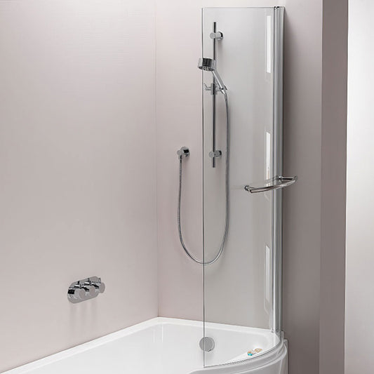 IMEX Arco Shower Bath Universal 800mm Bath Screen With Chrome Finish Frame And Handle