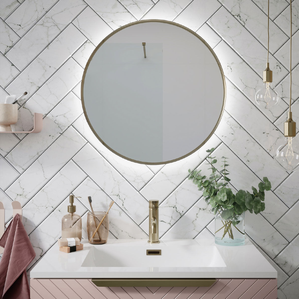 Macie Brushed Brass LED Mirror 600mm