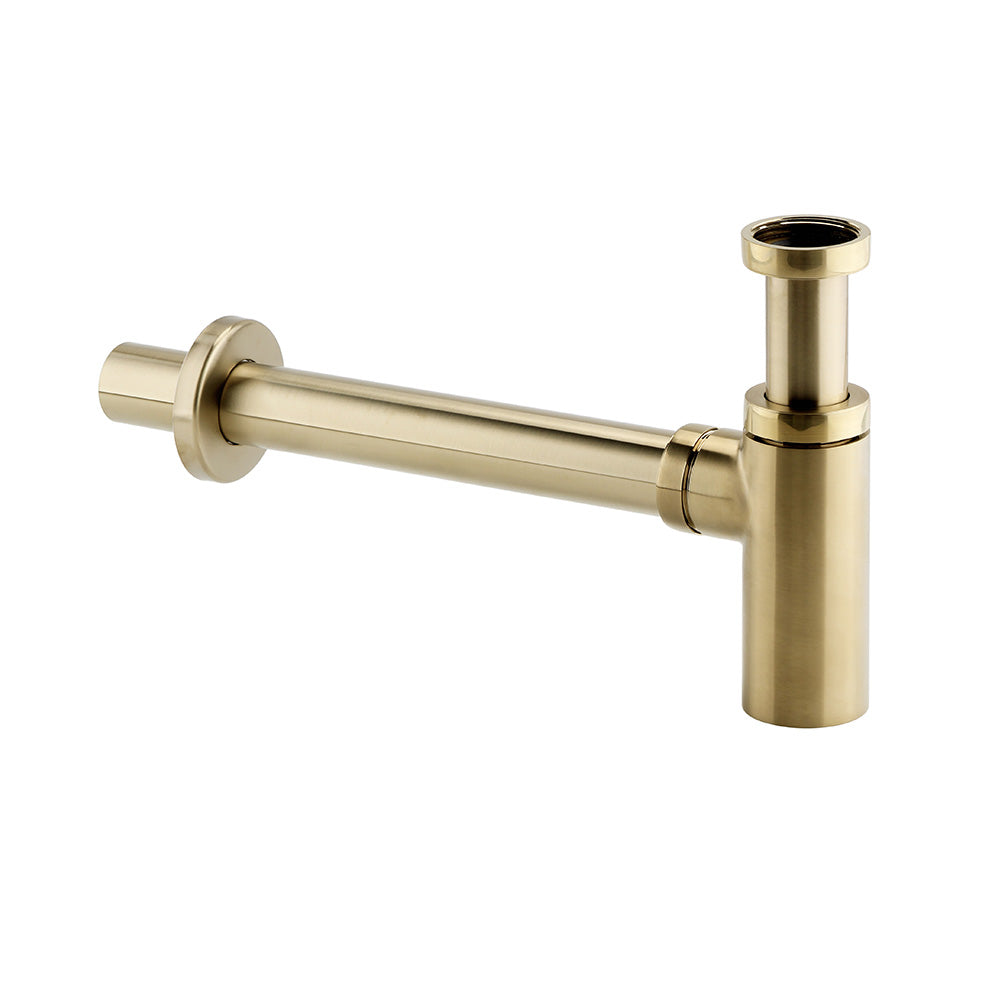 Minimalist Brass 1 1/4″ Brushed Brass bottle trap and pipe