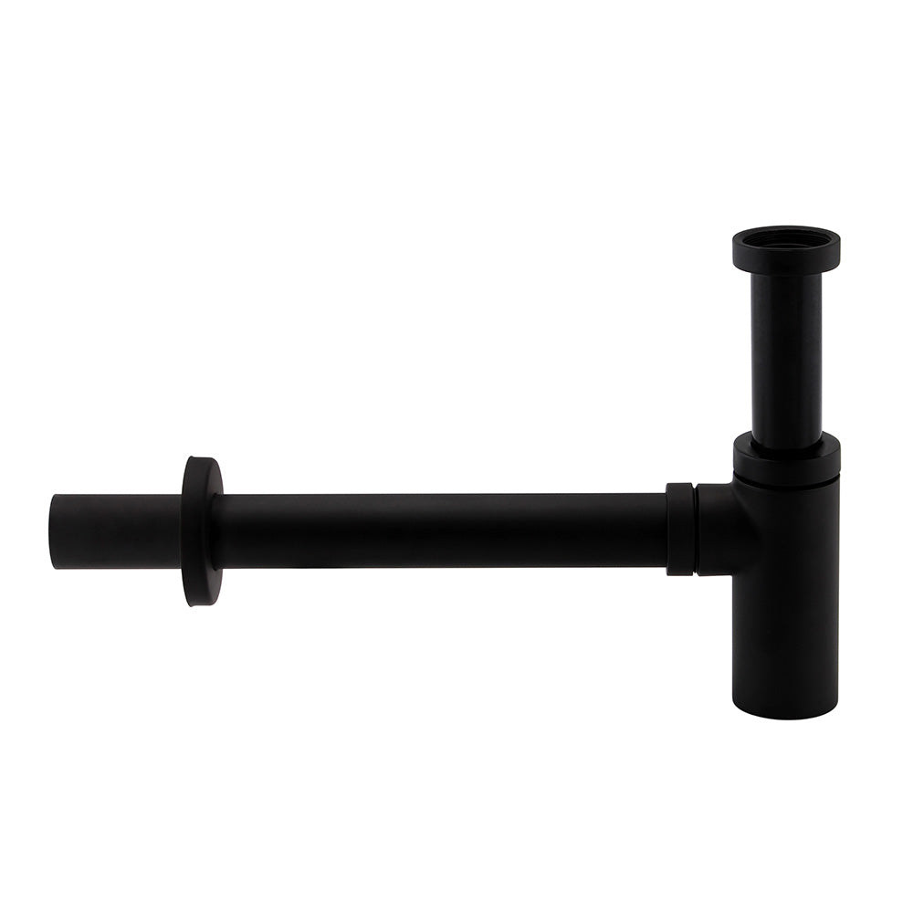 Minimalist Brass 1 1/4″ Matt Black bottle trap and pipe