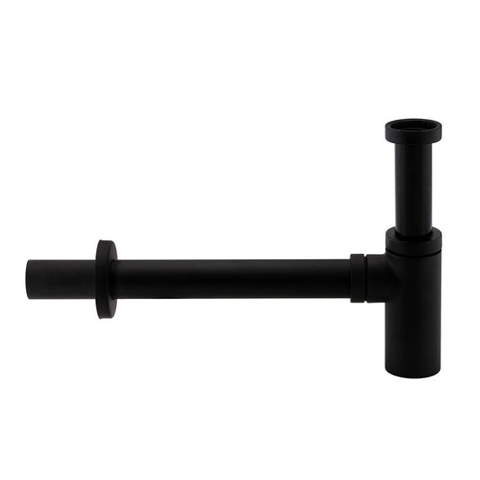 Minimalist Brass 1 1/4″ Matt Black bottle trap and pipe