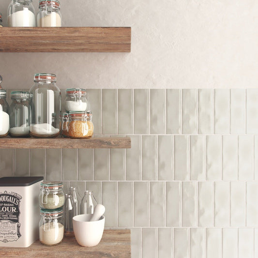 Borneo Soft Grey Gloss Porcelain Tile 65x200mm