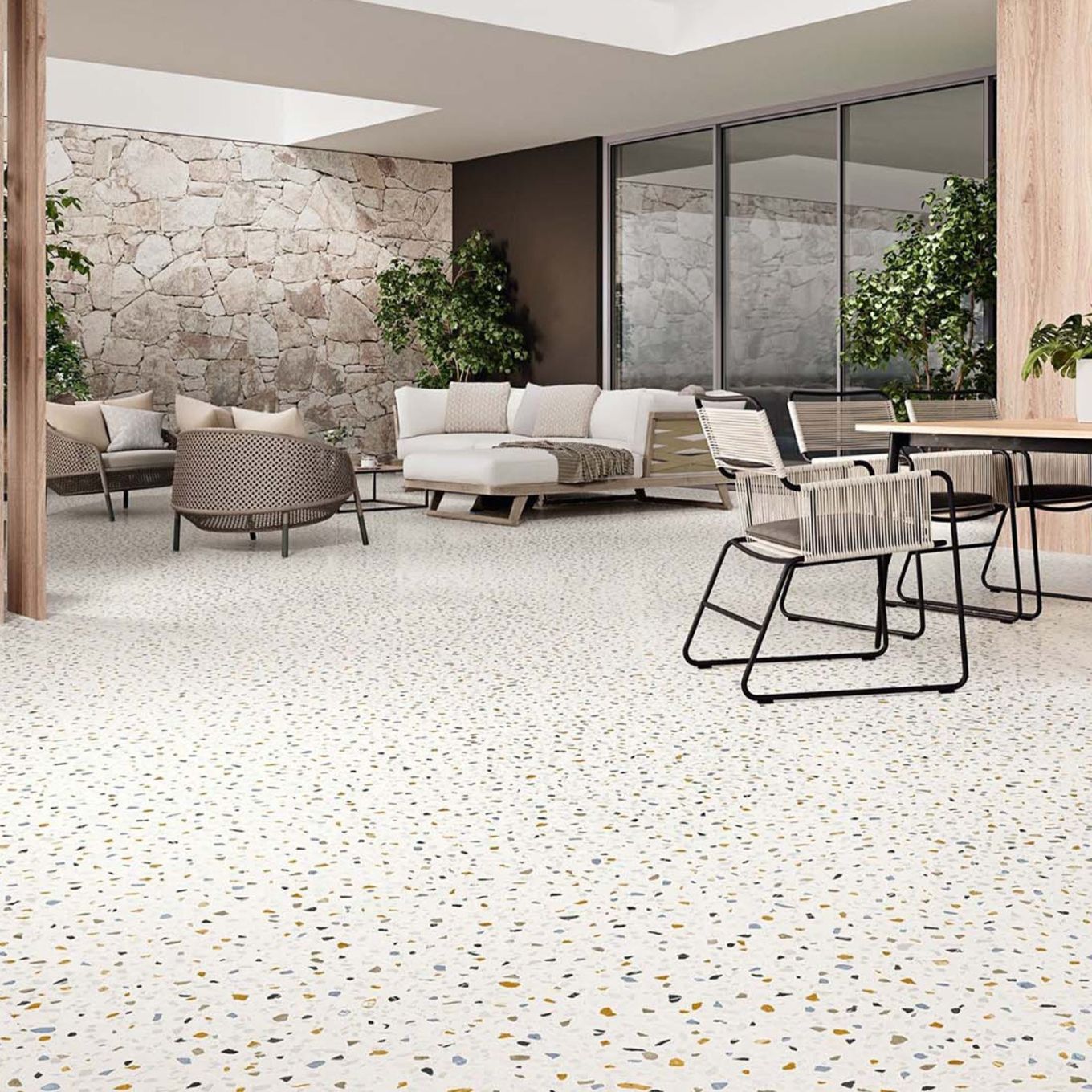Soprano Blanco Matt Terrazzo Porcelain Tile 1000x1000mm