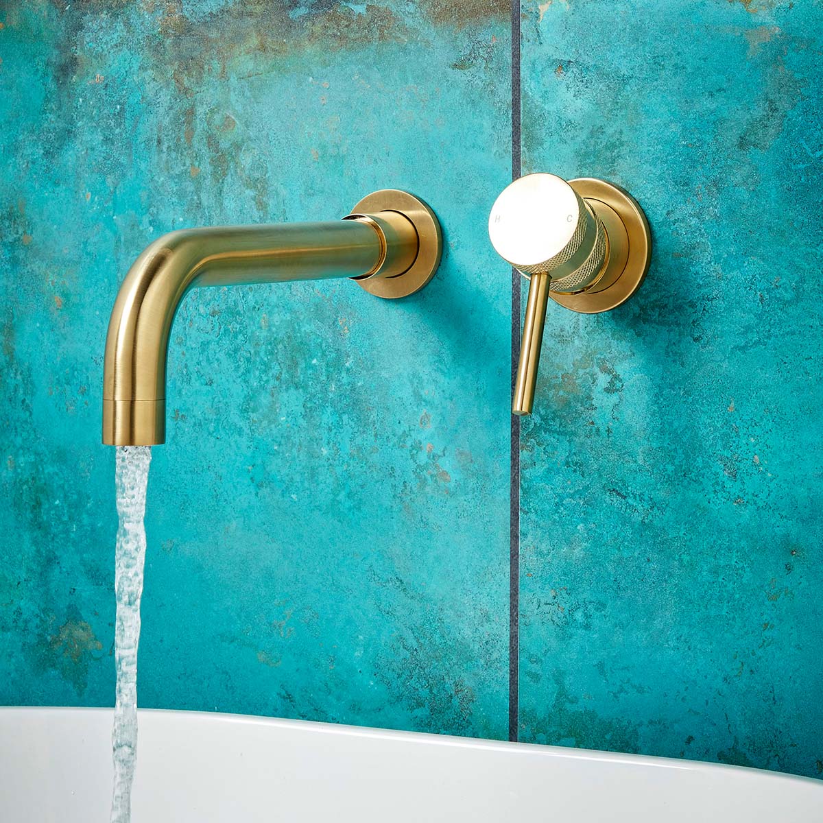 Core Wall Mounted Basin Tap Brushed Brass