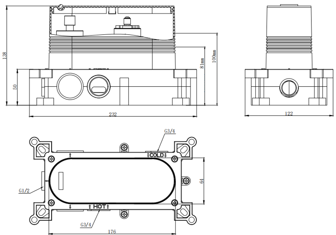 Core Concealed Valve Body (1 outlet) Universal