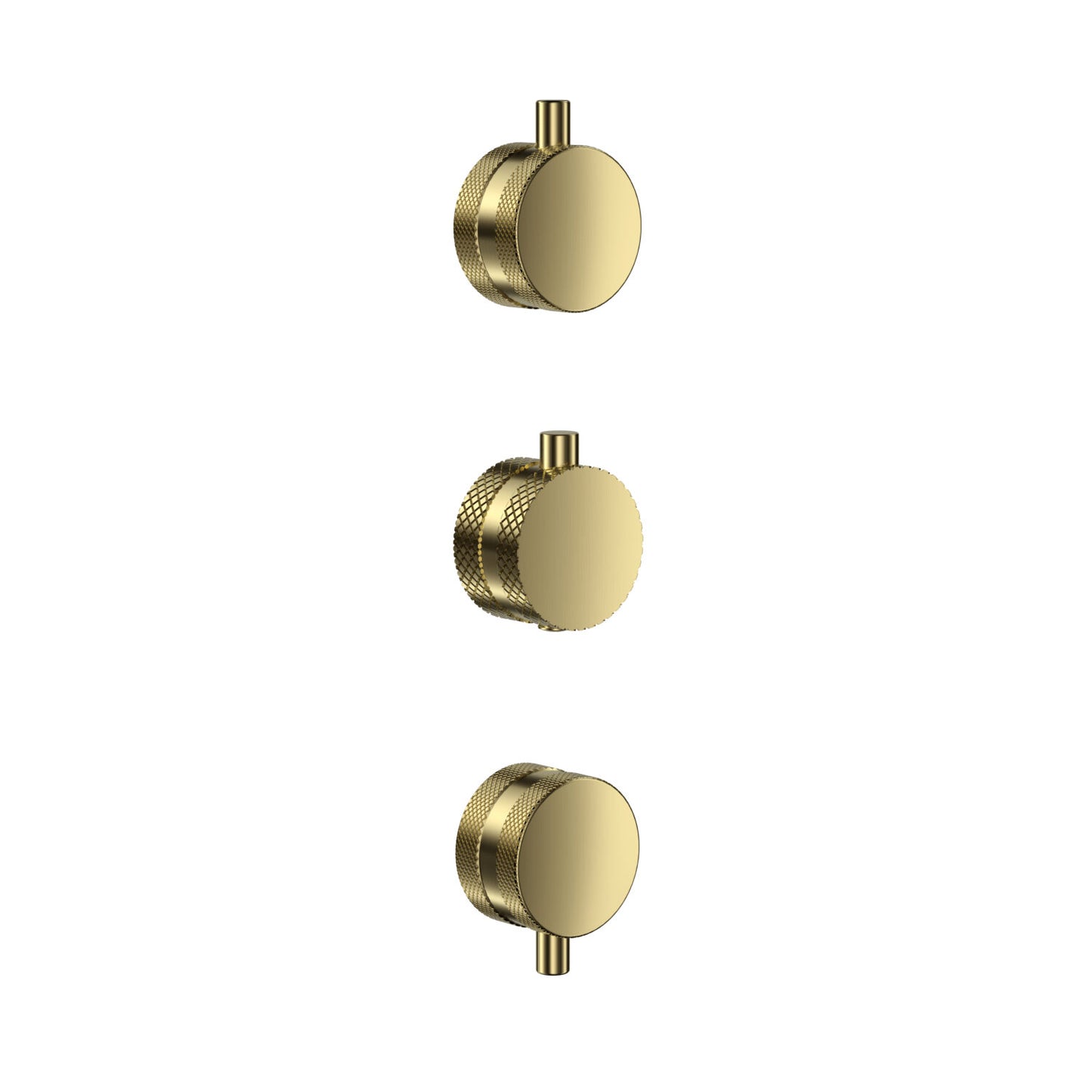 Concealed Knurled Handle 3 Pack (1 Thermo 2 Flow) Brushed Brass