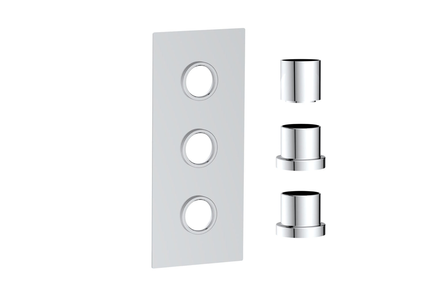 Concealed Plate with Sleeves (3 Outlet) Chrome