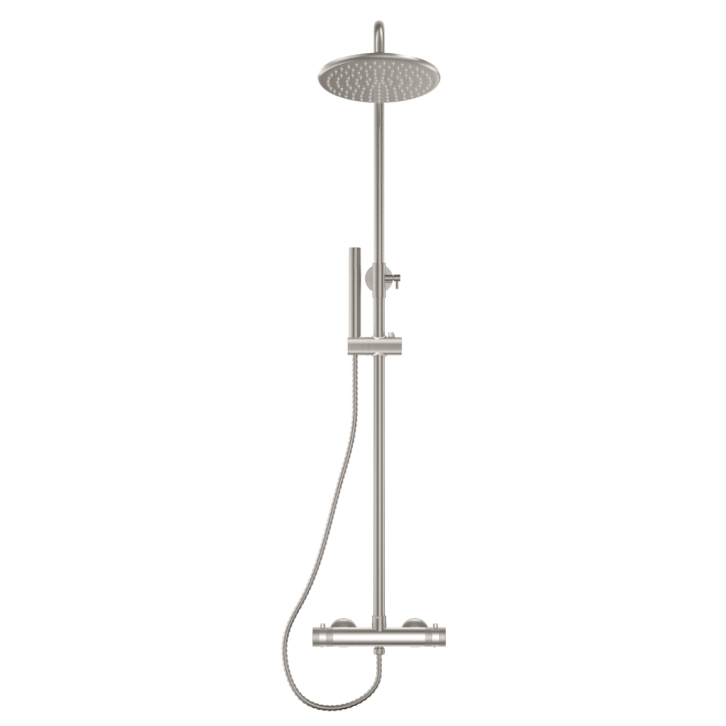 Core Brushed Nickel Round Rigid Riser Shower