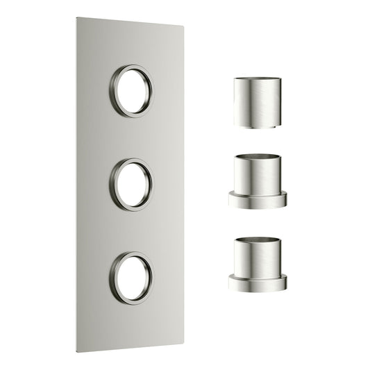 Concealed Plate with Sleeves (3 Outlet) Brushed Nickel