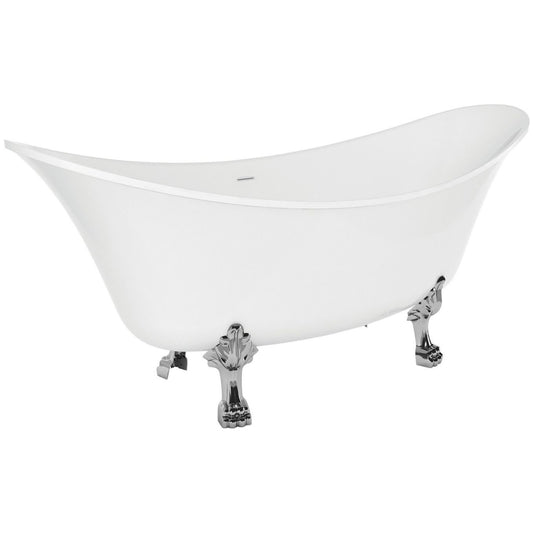Ahana Traditional Freestanding Bath with Chrome Claw Feet 1730x750mm