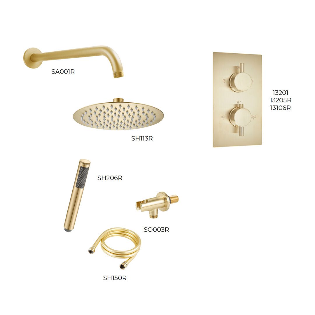 Elegant Haven Oban Brushed Brass Concealed Round Shower Pack 1 O
