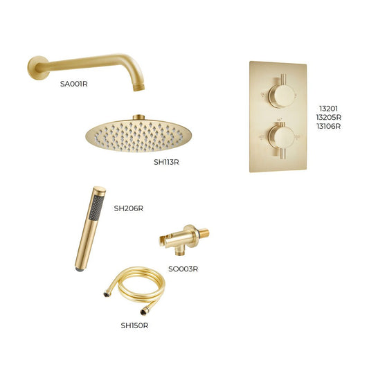 Elegant Haven Oban Brushed Brass Concealed Round Shower Pack 1 O