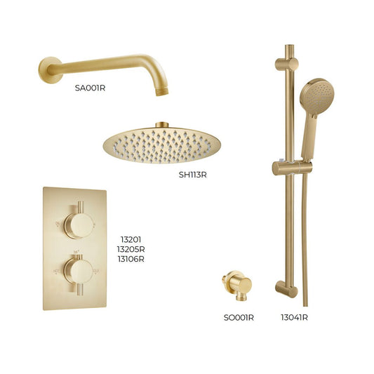 Elegant Haven Oban Brushed Brass Concealed Round Shower Pack 2 O