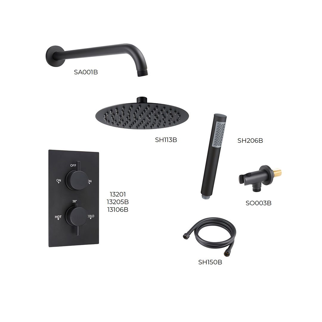 Elegant Haven Oban Black Concealed Round Shower Pack 1