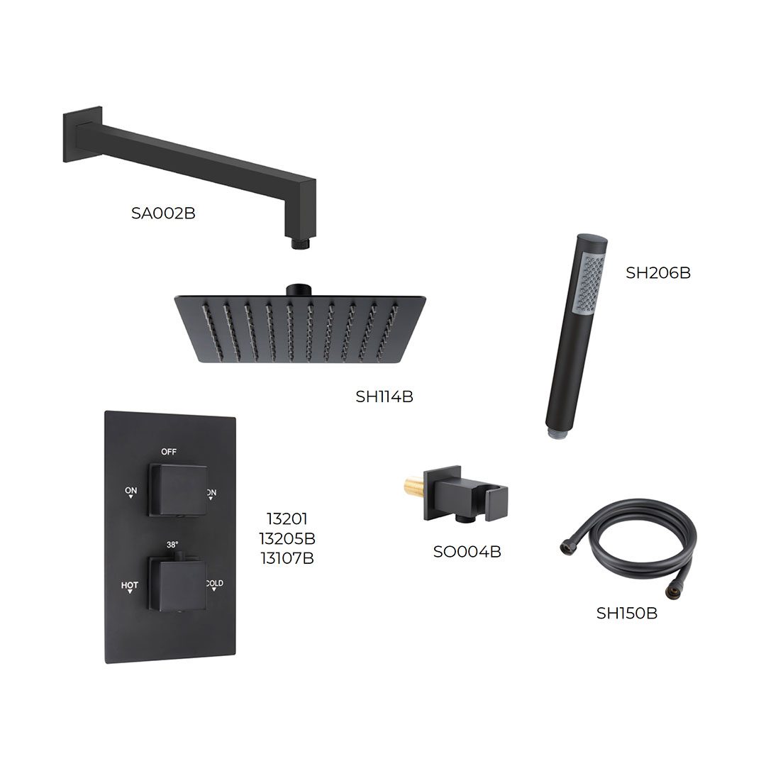 Elegant Haven Oban Black Concealed Square Shower Pack 2