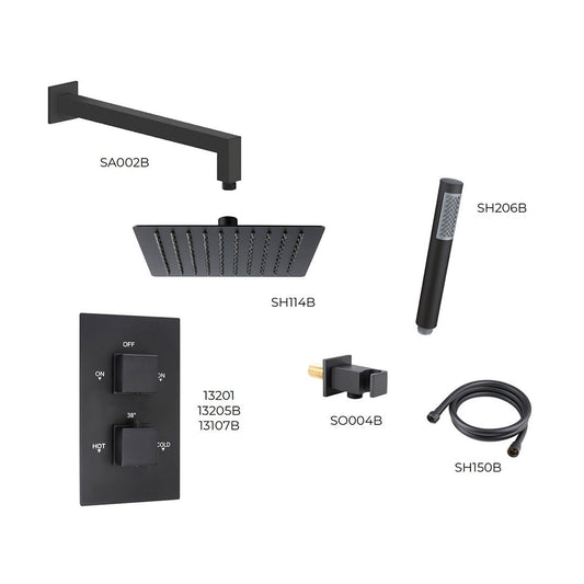 Elegant Haven Oban Black Concealed Square Shower Pack 2