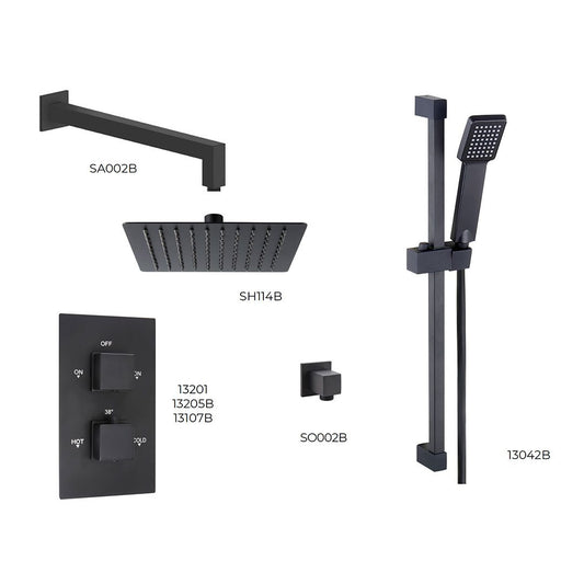 Elegant Haven Oban Black Concealed Square Shower Pack 3