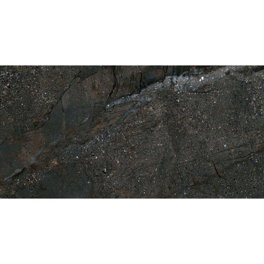Zoltan Black Stone Effect Gloss Porcelain Tile 600x1200mm