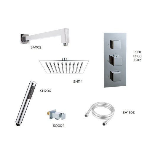 Elegant Haven Oban Chrome Concealed Square Shower Pack 2