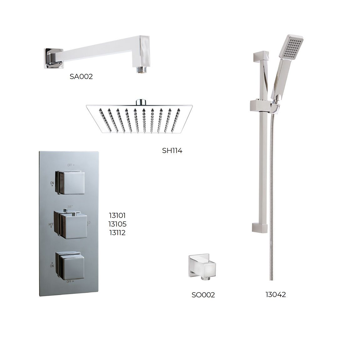 Elegant Haven Oban Chrome Concealed Square Shower Pack 3