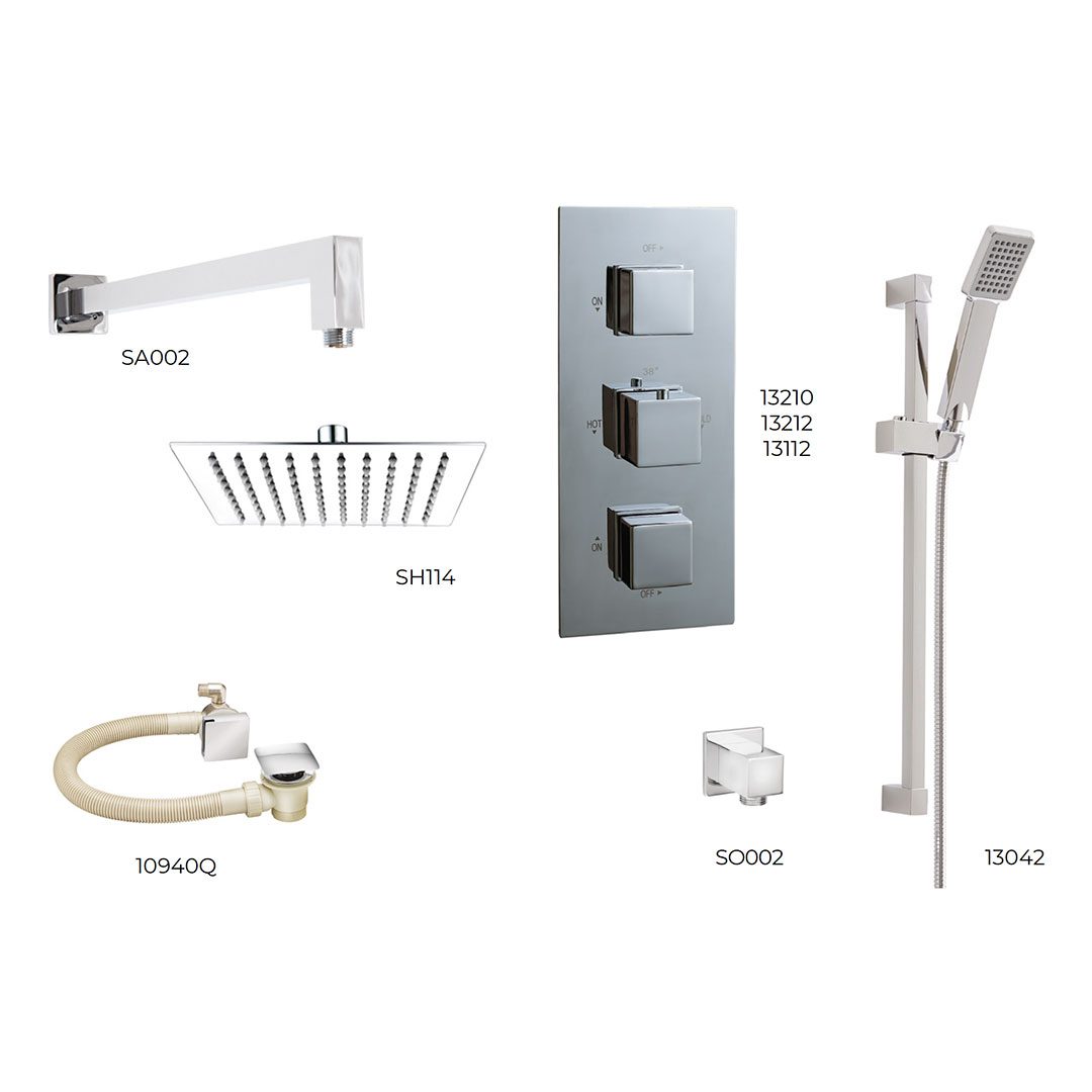 Elegant Haven Oban Chrome Concealed Square Shower Pack 6