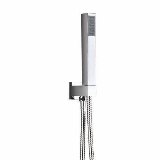Chrome Square Shower Outlet, Hose & Head