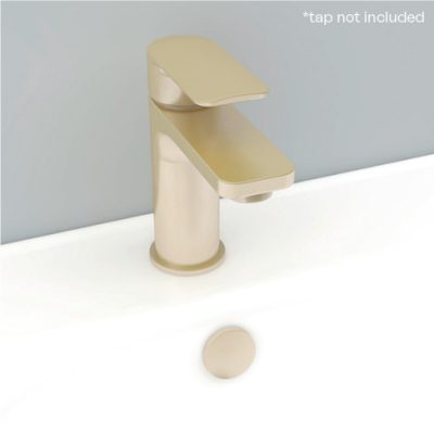 Plastic basin overflow cover in brushed brass