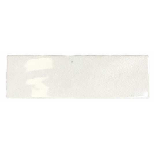 Borneo White Crackle Gloss Brick Tile 65x200mm