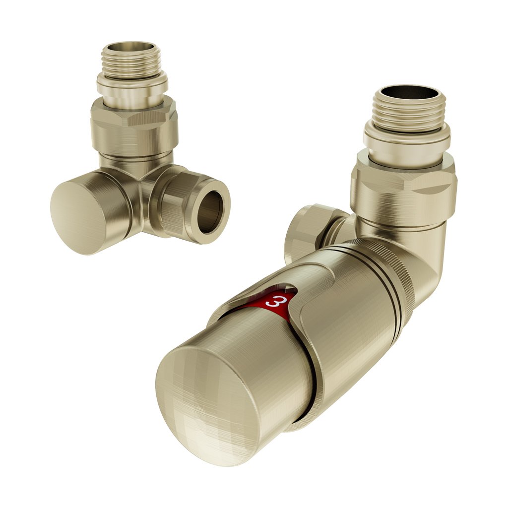 Eastbrook Brushed Gold Corner Pair of Radiator Valves